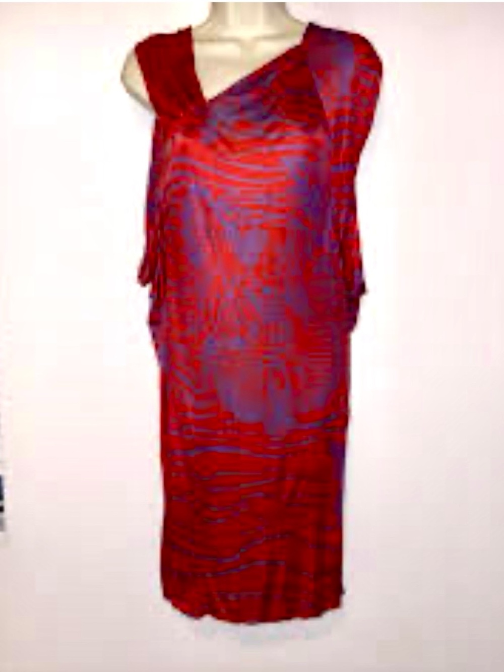 Halston Heritage Red & Purple Halter Dress